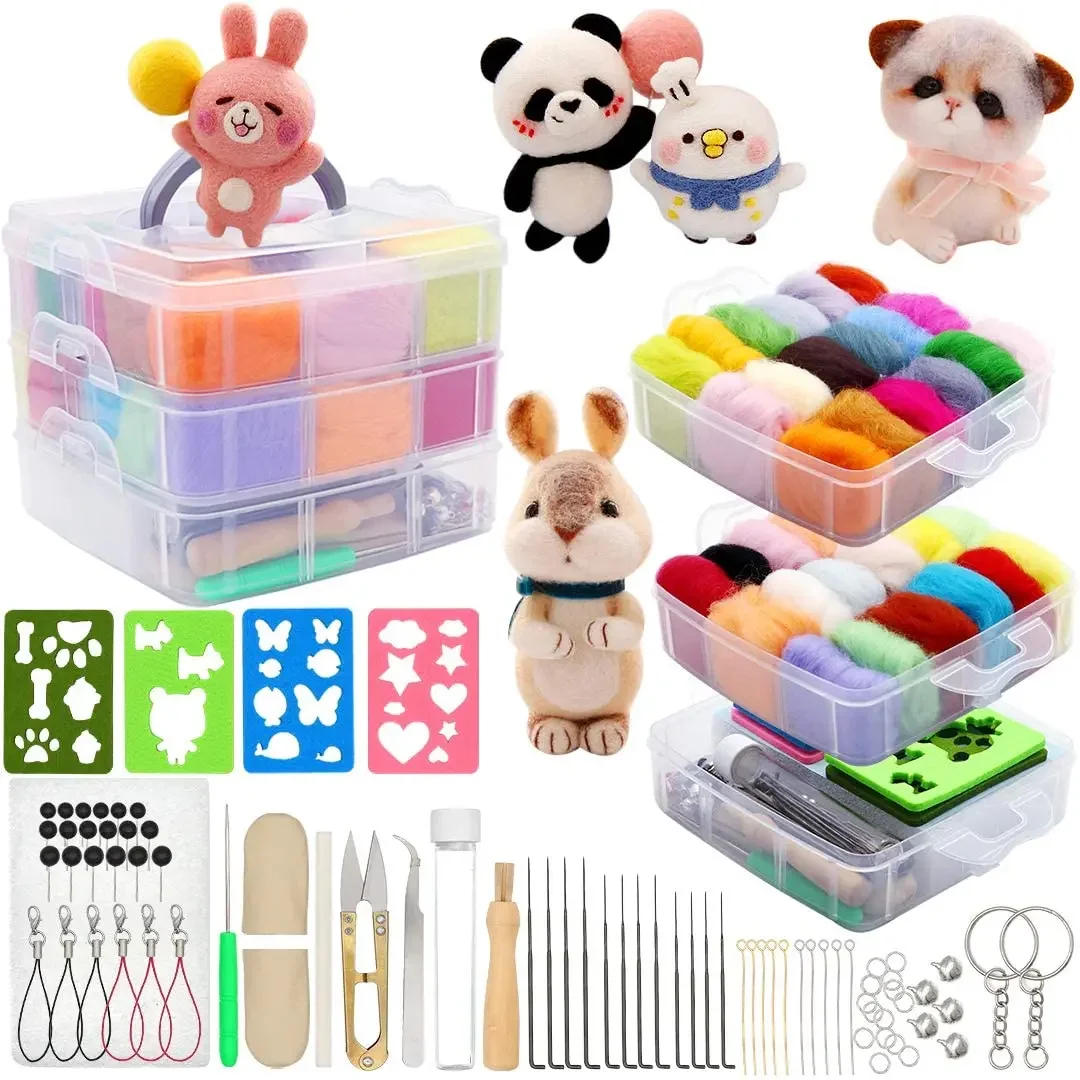 Description Picture 2 of itemNeedle Felting Kit 109PCS Set Wool Roving 36 Colors with Felt Tools and Storage Box Needle Felting Starter Kit for DIY Craft
