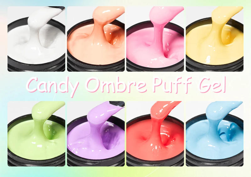 Description Picture 5 of itemBOZLIN 5ml Candy Ombre Puff Gel 8 Colors Spring Summer Pink Purple Paint Semi Permanent For Manicure Nail Art Gel Varnish