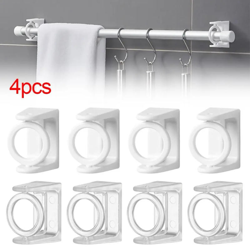 Description Picture 6 of item4Pcs Curtain Rod Holder Clothes Rail Bracket Hooks Self Adhesive Clamp Hooks High Quality Furniture Accessories Hardware