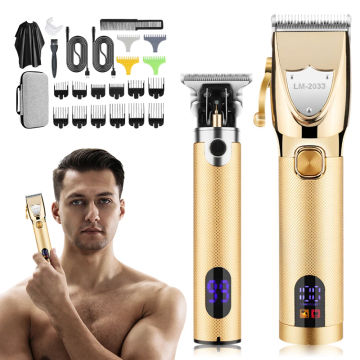Lobemoky 2024 2 in 1 Professional Barber Hair Clipper Set Rechargeable Electric Finish Cutting Machine Beard Trimmer Shaver set