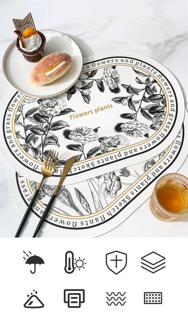 Description Picture 2 of itemOil-proof Placemat for Dining Table Dinnerware Mat Cup Coaster Insulating Mats Coffee Table Accessories Nordic Home Decor