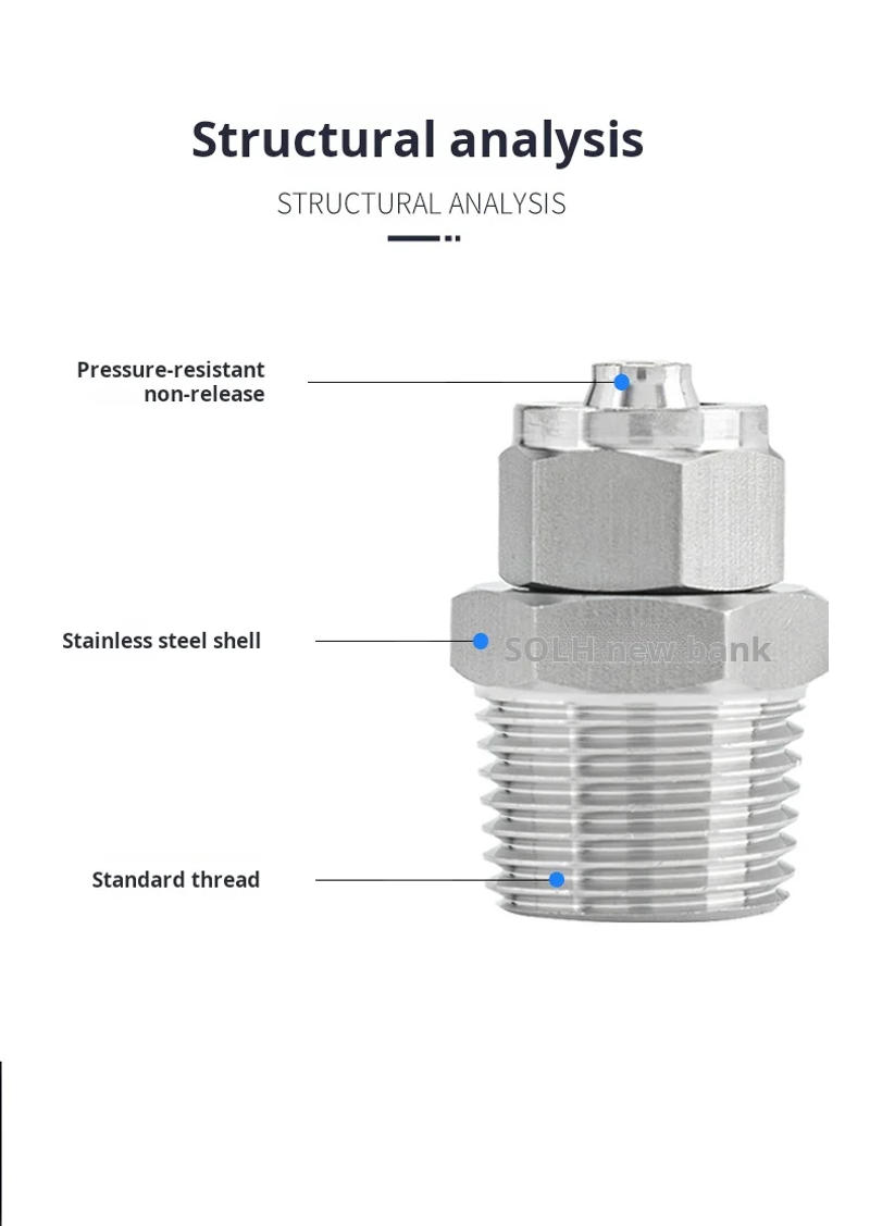 Description Picture 6 of itemPC quick-twist straight-through stainless steel terminal pneumatic hose plug-in quick-connect joint air pipe joint