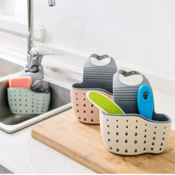 Bathroom Sink Drain Basket Hanging Bag Kitchen Faucet Sponge Vegetable Washing Storage Basket Corner Rack