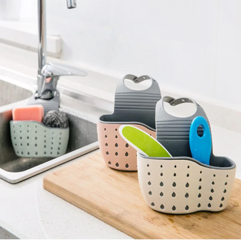 Description Picture 2 of itemBathroom Sink Drain Basket Hanging Bag Kitchen Faucet Sponge Vegetable Washing Storage Basket Corner Rack