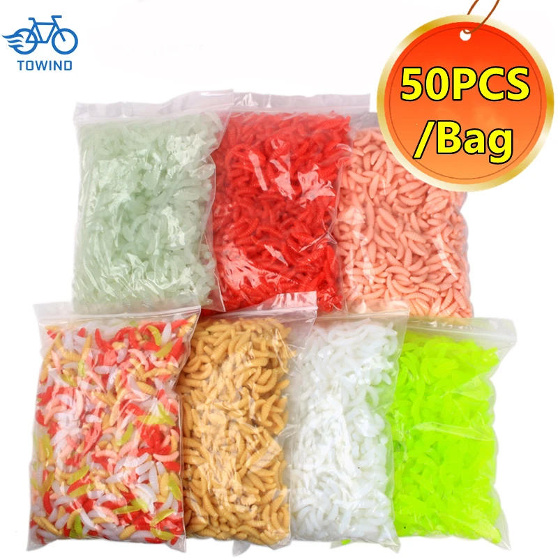Description Picture 2 of itemNewest 50PCS/Bag 2cm 0.3g Bread Worm Silicone Artificial Baits Soft Fishing Lure Hooks Smell Worms Glow Shrimps Fish Lures 2023