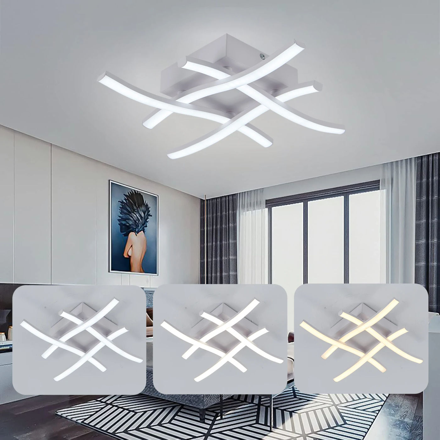 Description Picture 3 of item24W Modern Led Ceiling Lights Led Chandelier Ceiling Lighting AC90-260V Ceiling Lamp For Room Living Room Decoration
