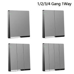 White/Grey Wall Switches 1/2/3/4 Gang Wall Light Switch Panel On/Off Push Buttons 1Way Button Durable Household Home Accessories