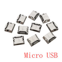 10Pcs Micro USB Type B Female 5Pin SMD Soldering USB Port Jack Tail Socket for Android Phone Data Connector Repair Replacement