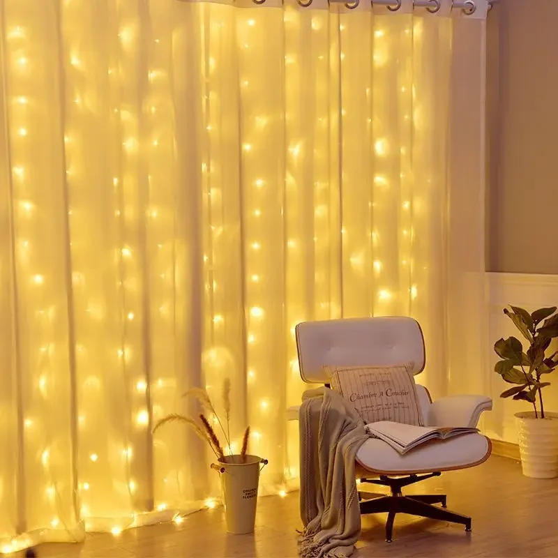 Description Picture 2 of itemLED Curtain String Lights USB Christmas Garland Decor Fairy Light 8 Modes Remote Control Wedding Party Xmas Decoration for Home