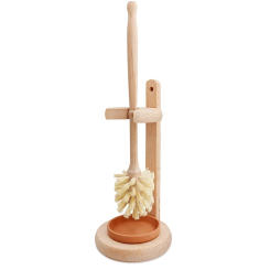 1 Set Wood Toilet Brush Toilet Brush Holder Set Wood Toilet Bowl Cleaner Brush For Bathroom, Toilet Scrubber With Stand