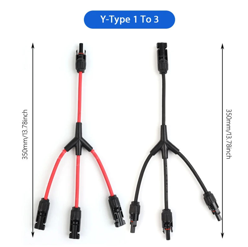 Description Picture 4 of itemPower Solar Connectors 30A Y-Branch Cable, Solar Cable Parallel Adaptor in Pair for Solar Panel 1*M/FF+1*F/MM black red Power