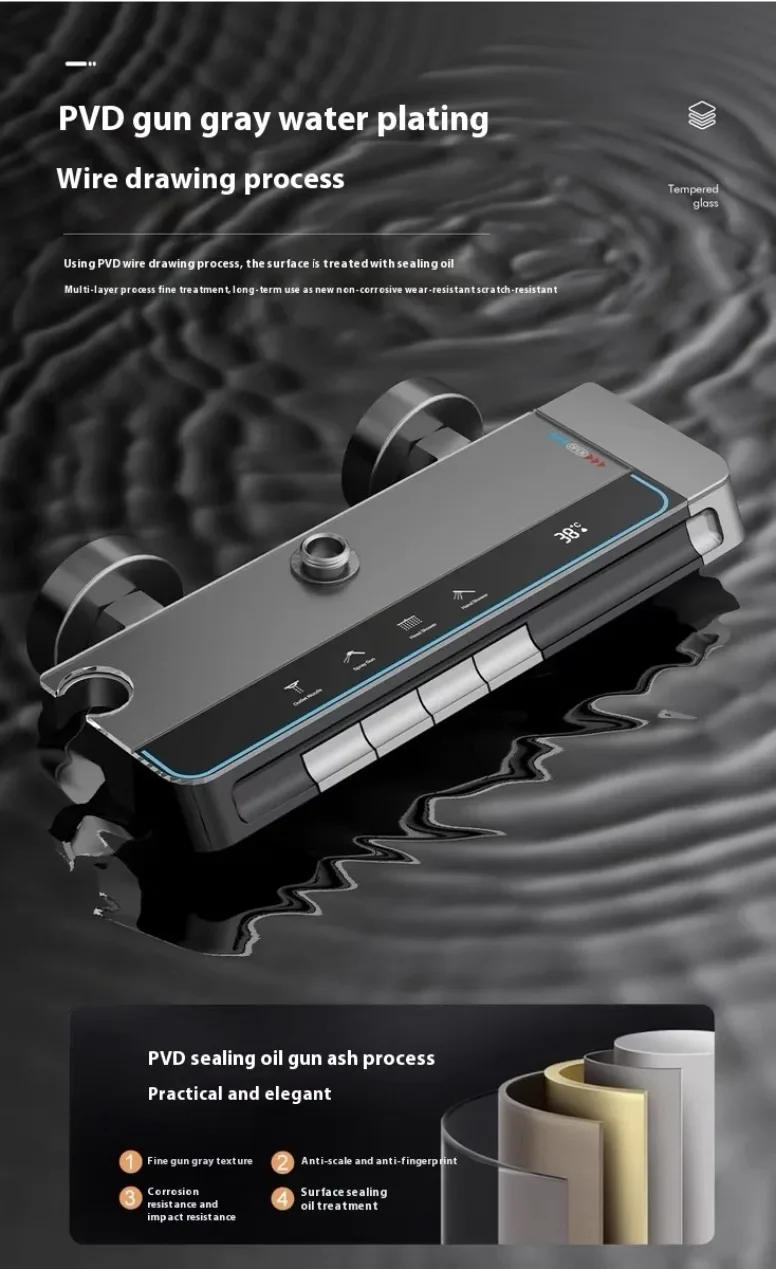 Description Picture 5 of item2024 Home Constant Temperature Bathroom Pressurized Shower set, Real-time Temperature Display, Copper Material, shower system