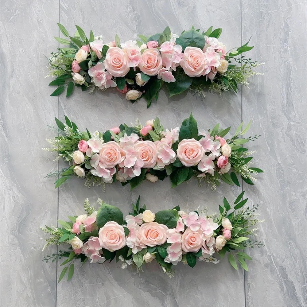 Description Picture 3 of itemNew Exquisite Artificial Rose Flower Row DIY Wedding Flower Wall Decoration Table Center Wed Arch Backdrop Stage Floral