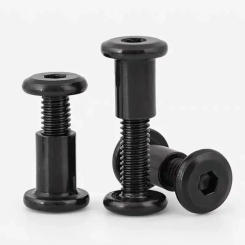 10Sets Black Steel Hex Hexagon Socket Head Furniture Splint Butt Lock Connection Nut with Screw M6