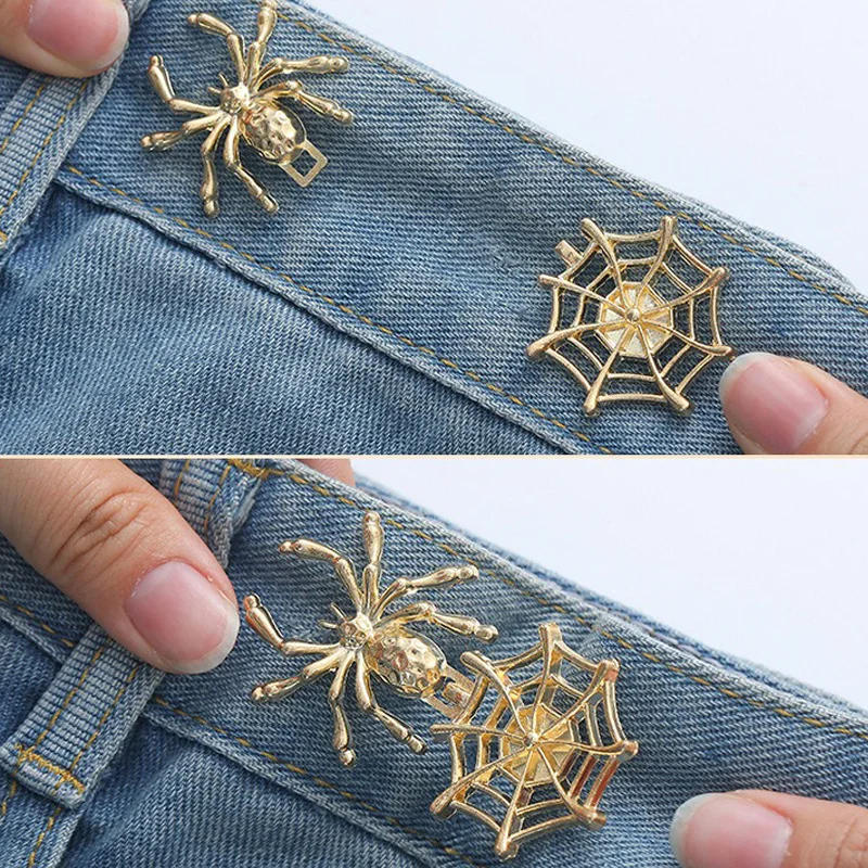 Description Picture 4 of itemSpider Button Adjuster for Pants Skirts Waist Tightener Adjustable Waist Buckle for Jeans No Sewing Required Halloween Decor