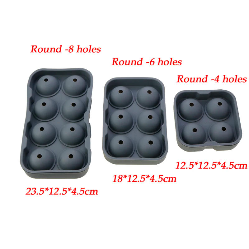 Description Picture 2 of item1piece 4/6/8 Silicone Ice Cube Mold Black Ice Ball Mold Round Square Ice Tray Mold Food Grade Reusable Ice Maker Ice Cream Tools