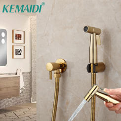 KEMADI Brush Gold Bidet Faucet Shower Portable Sprayer Set Hot and Cold Water Tap hygienic Shower Faucets for Bathroom Toilet