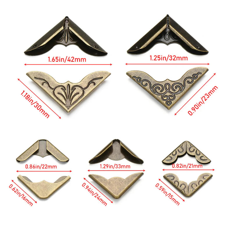 Description Picture 2 of item4Pcs Metal Book Corner Protector Retro Metal Corners Scrapbook Accessories DIY Crafts Menus Photo Albums Book Cover Decoration