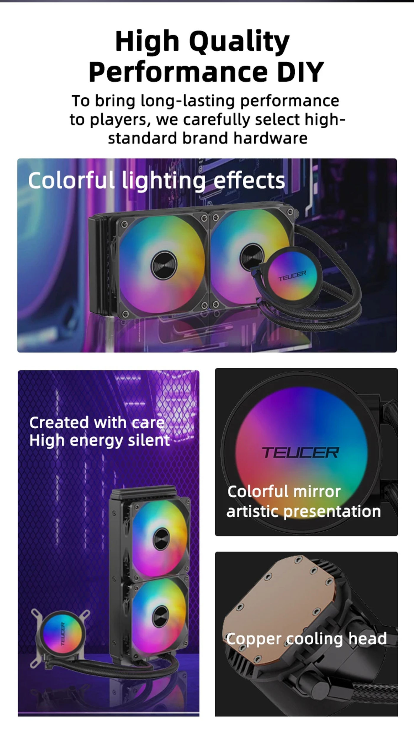 Description Picture 4 of itemTEUCER AF-120 Water Cooler 12cm RGB Fan Processor Heatsink 120mm PC Water Cooling Radiator For intel 2011/1700/155X AMD AM4 AM5
