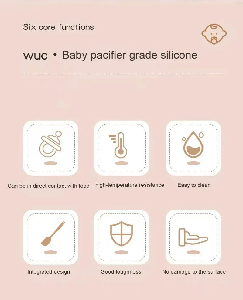 Description Picture 3 of item3 Pieces Baking Set Food Grade Silicone Heat Resistant Cream Scraper Egg Beater Grease Brush Kitchen Cake Baking Tools