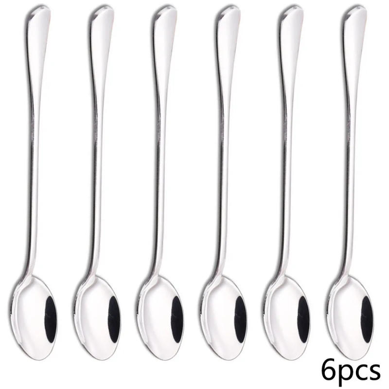 Description Picture 6 of item6pcs Stainless Steel  Ice Tea Scoop Dessert Spoon Food Grade Ice Cream Candy Tea Spoon Milkshake Coffee Multi-Purpose Spoon