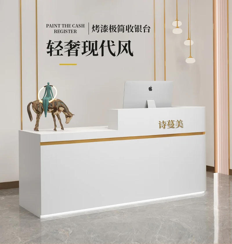 Description Picture 2 of itemDesigns Clinic Reception Desk Premium Hotel Mobile Executive Beauty Spa Reception Desk Luxury Theke Rezeption Furniture HDH