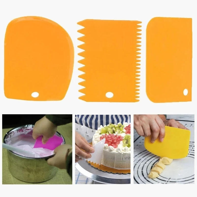Description Picture 3 of item3 Pieces / Set Dough Cutter, Cake Slicer, Multicolor Baking Tool, Scraper, Cake Blade, Silicone Spatula Baking & Pastry Tools