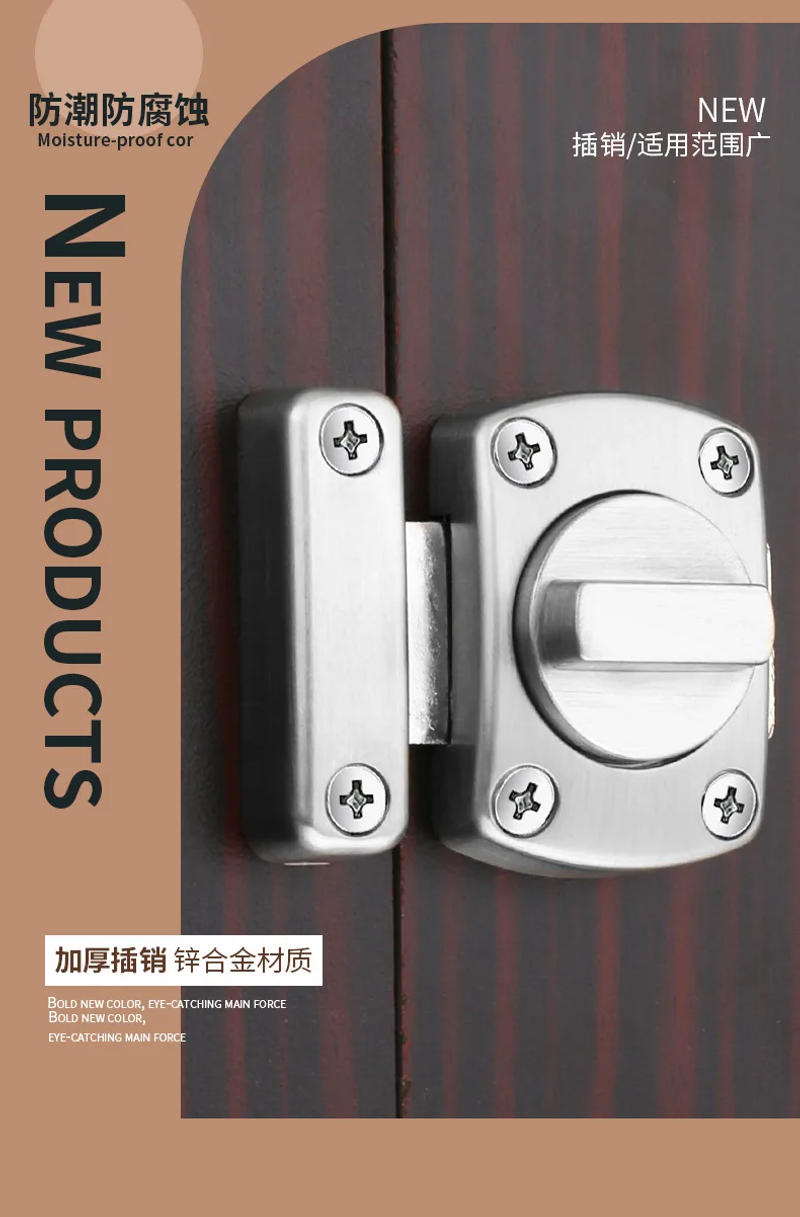 Description Picture 2 of item1pc Home Security Latch Rotate Bolt Latch Gate Latches Door Slide Lock Twist Rotating Barrel Lock For Bathroom Toilet Door Lock