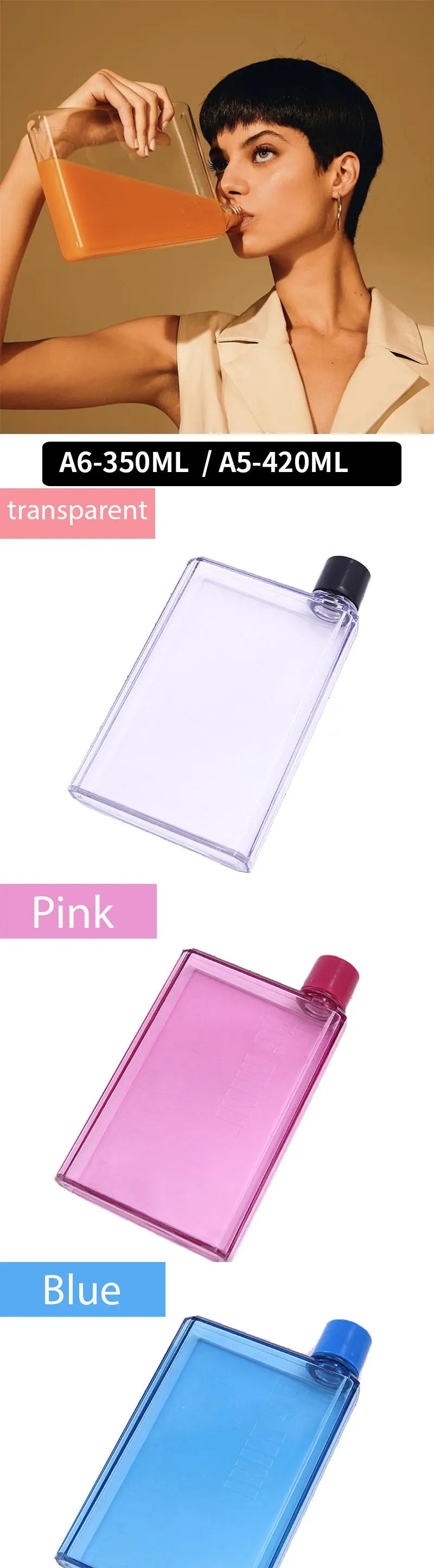 Description Picture 2 of itemA5A6 Plastic Direct Drinking Pot INS Wind High Appearance Level Portable Mini Notebook Water Cup Summer Flat Kettle Print Logo