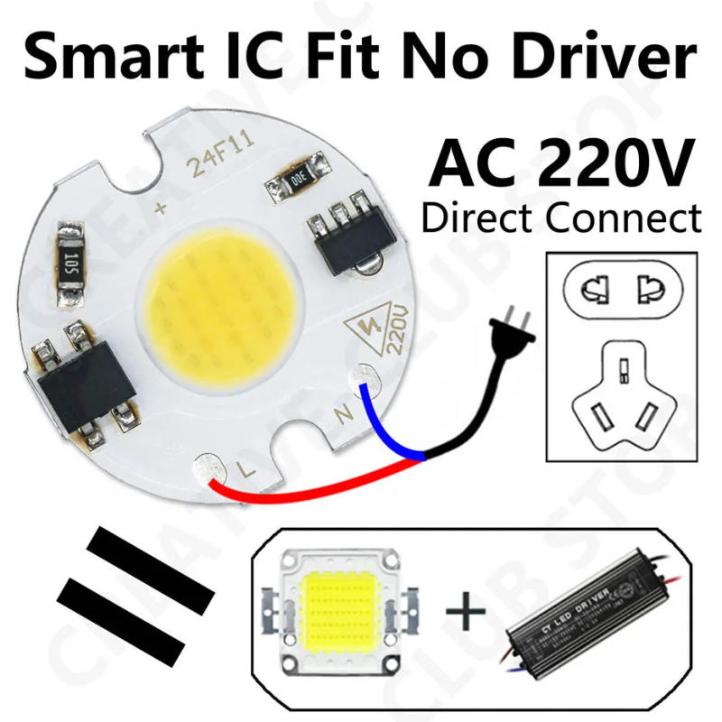 Description Picture 4 of item50pcs COB Chip LED Lamp Beads 3W 5W 7W AC 220V Input Smart IC for DIY LED Floodlight Spotlight Indoor Downlight RGBW Lighting
