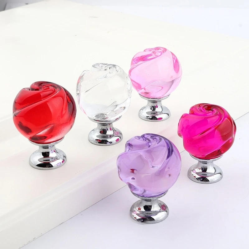 Description Picture 5 of itemEuropean-style New Crystal Rose Glass Handle Cabinet Drawer Door Knob Foreign Trade Kitchen Cabinet Handles Drawer Handles