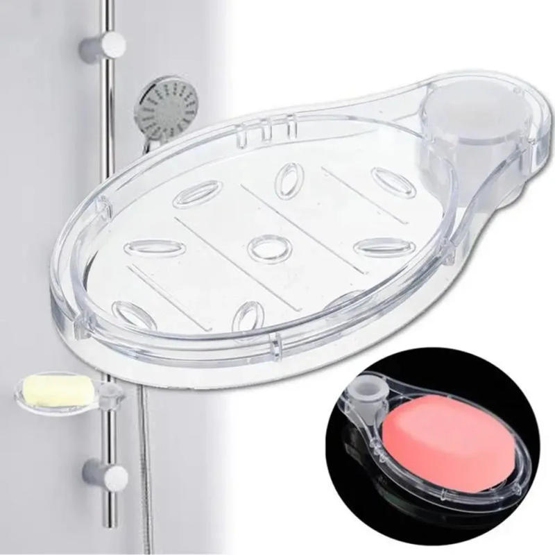 Description Picture 2 of item1PC 22/25mm Plastic Soap Dishes Box Soap Holder Shower Rod Slide Bar Storage Rack Transparent Holder Bathroom Accessory