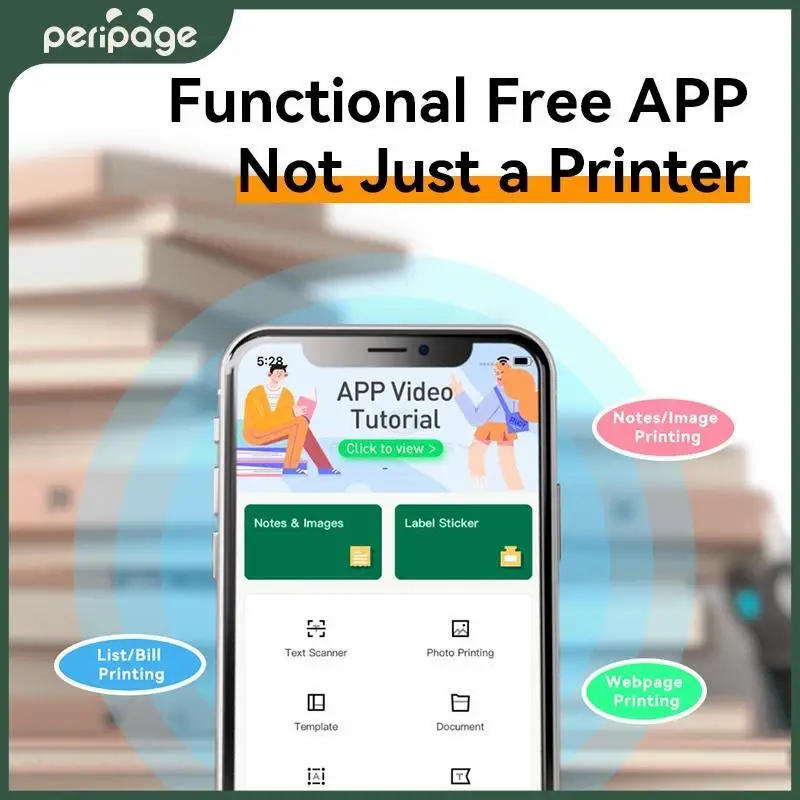 Description Picture 6 of itemPeripage A40 203/304dpi Portable A4 Mini Printer Inkless Thermal Paper Wireless Bluetooth Phone Photo Size A40