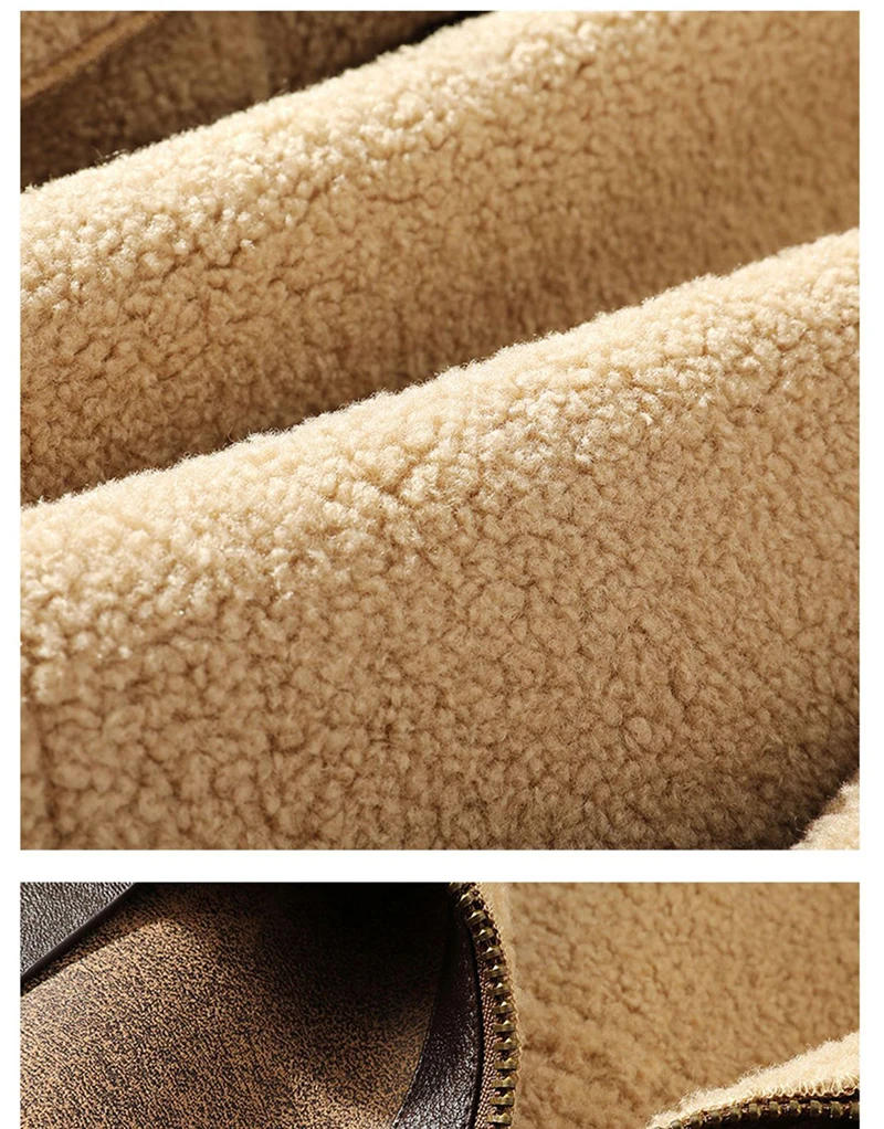 Description Picture 4 of itemSchinteon Men Suede Leather Plus Size Jacket Winter Warm Thick Heavy Outwear Faux Lamb Wool Fur Motobike Patchwork Buckle Coat