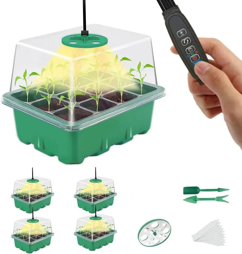 Description Picture 2 of itemLED Nursery Pots With Grow Light Plant Seed Starter Trays Home Greenhouse Growing Lamp with 12 Hole Timer Kit Controller