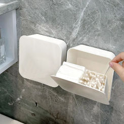 Multi-functional Bathroom Storage Box Wall-mounted Sealable and Dustproof for Cotton Swabs, Trash Bags and Tissues