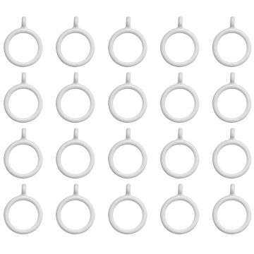 20X White 25Mm Inner Plastic Curtain Rings