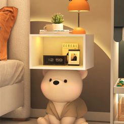 Cartoon Bear Statue Nightstand Children's Room Bedside Storage Cabinet Creative Bedroom Furniture Bedside Table Home Accessories