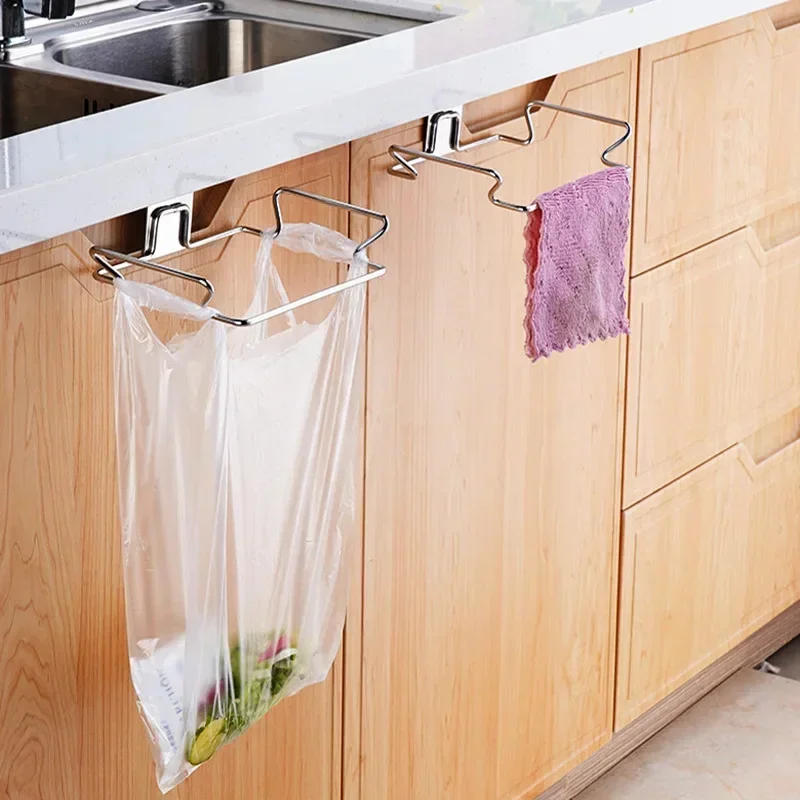 Description Picture 5 of itemKitchen Trash Rack Cabinet Door Bags Stainless Steel Closet Garbage Storage Holder