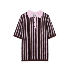 Willshela Women Fashion Striped Front Button Knitted Pullover Sweater Vintage Polo Collar Short Sleeves Female Chic Lady Tops