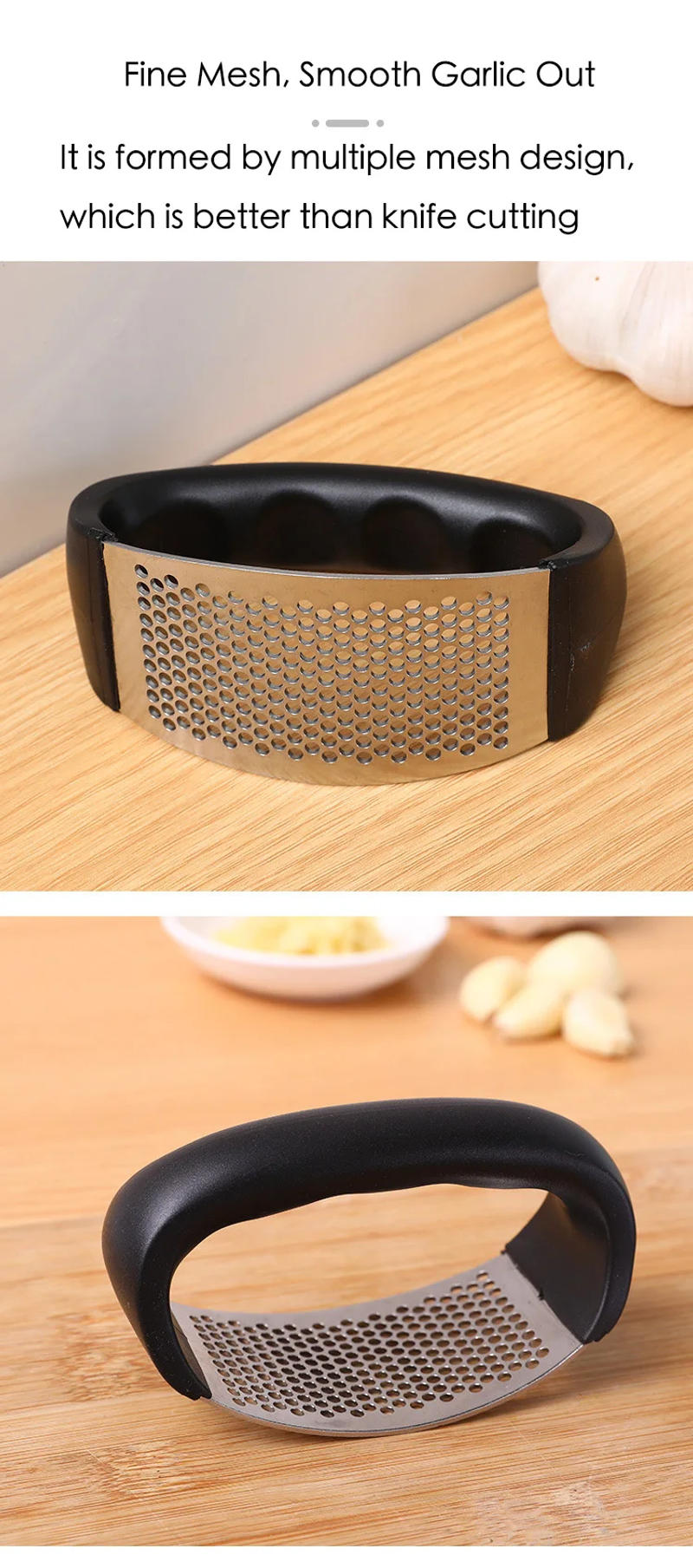 Description Picture 5 of item1Pcs Stainless Steel Garlic Food Crusher Manual Garlic Press Peeler Brush Vegetables Fruit Tools Multifunctional Kitchen Gadget