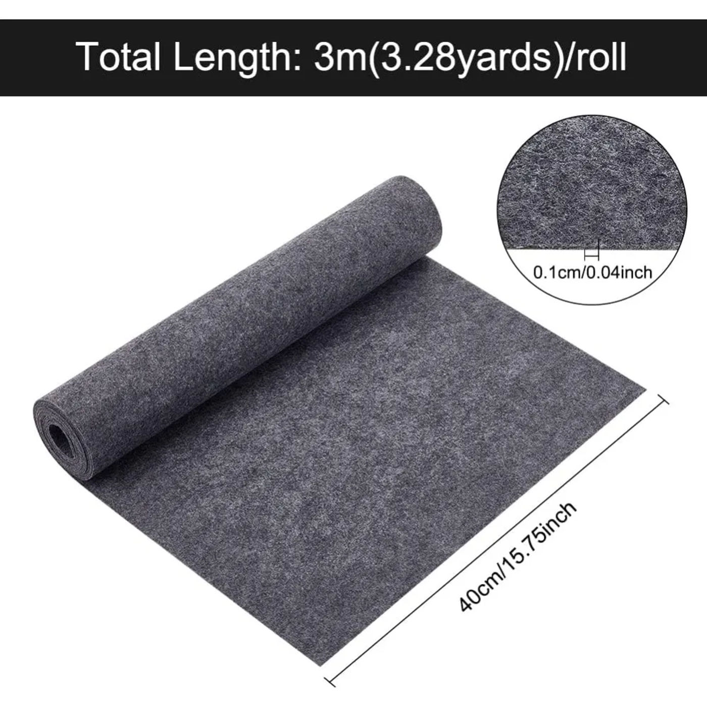 Description Picture 3 of item10 Feetx15.75 Inch Felt Fabric Rolls Felt Non-Woven Sheet 0.1cm Thick Dark Gray Felt Polyester Felt for Crafts Quilting Sewing