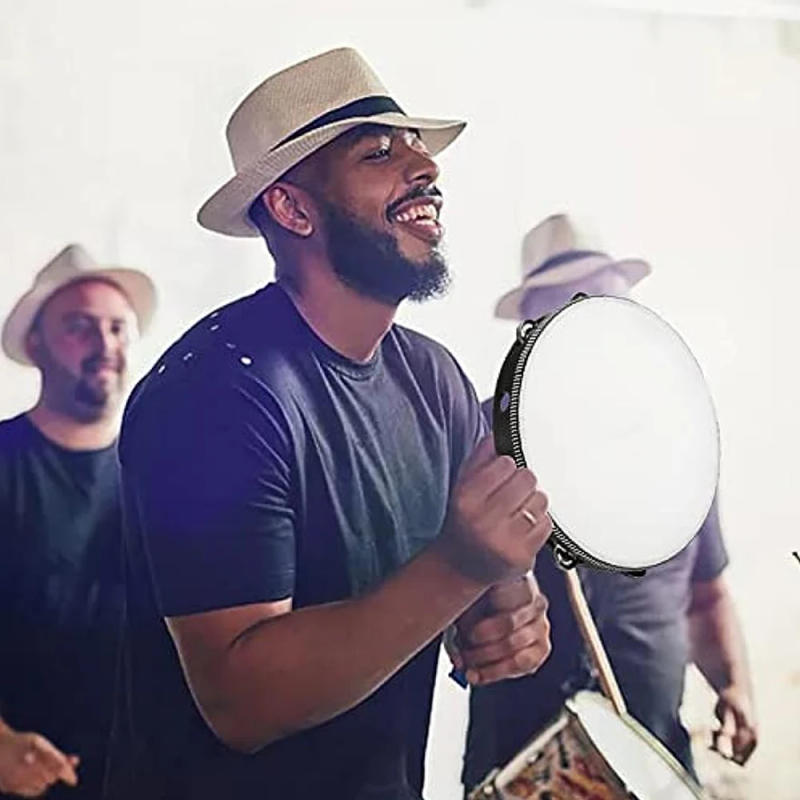 Description Picture 6 of item1Pc Wooden Tambourine 4/6/8/10-Inch Black Rim with Metal Jingles Musical Percussion Instrument for Concert Church Party