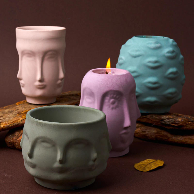 Description Picture 4 of itemCreativity Human Face Candle Jar Silicone Mold DIY Lips Storage Pen Holder Crafts Making Plaster Resin Flowerpot Casting Molds