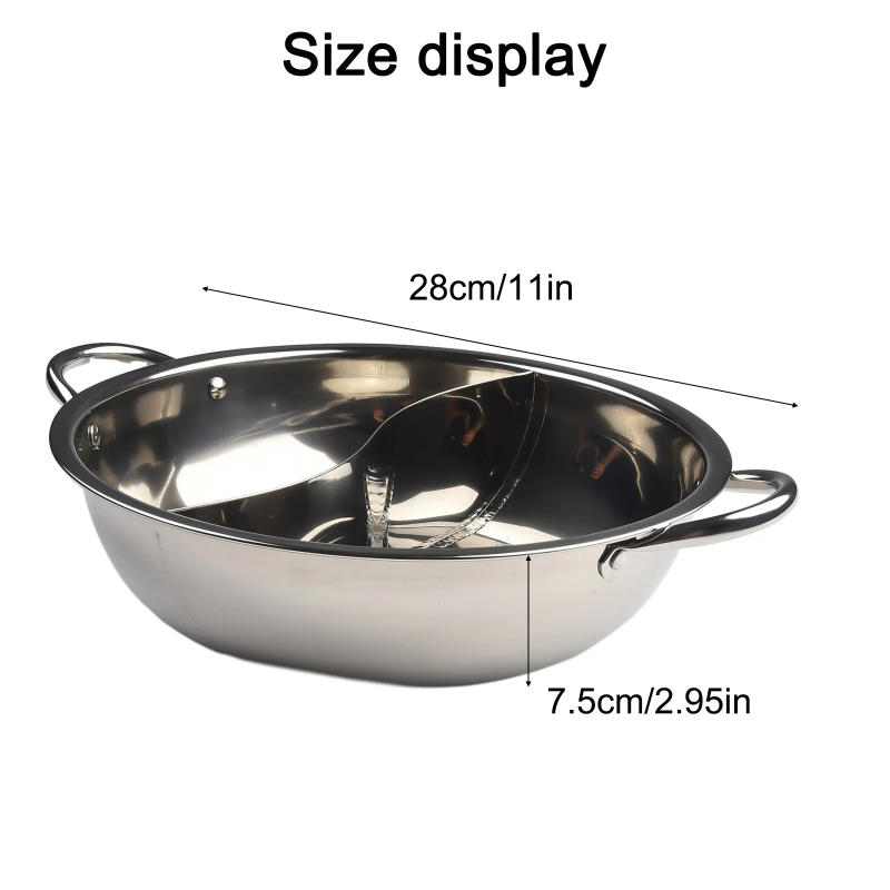 Description Picture 5 of item28/30cm Twin Divided Hot Pot Stainless Steel Hotpot Kitchen Cooker Home Cooking Cookware Dish Plate Compatible Cooker Gas Stove