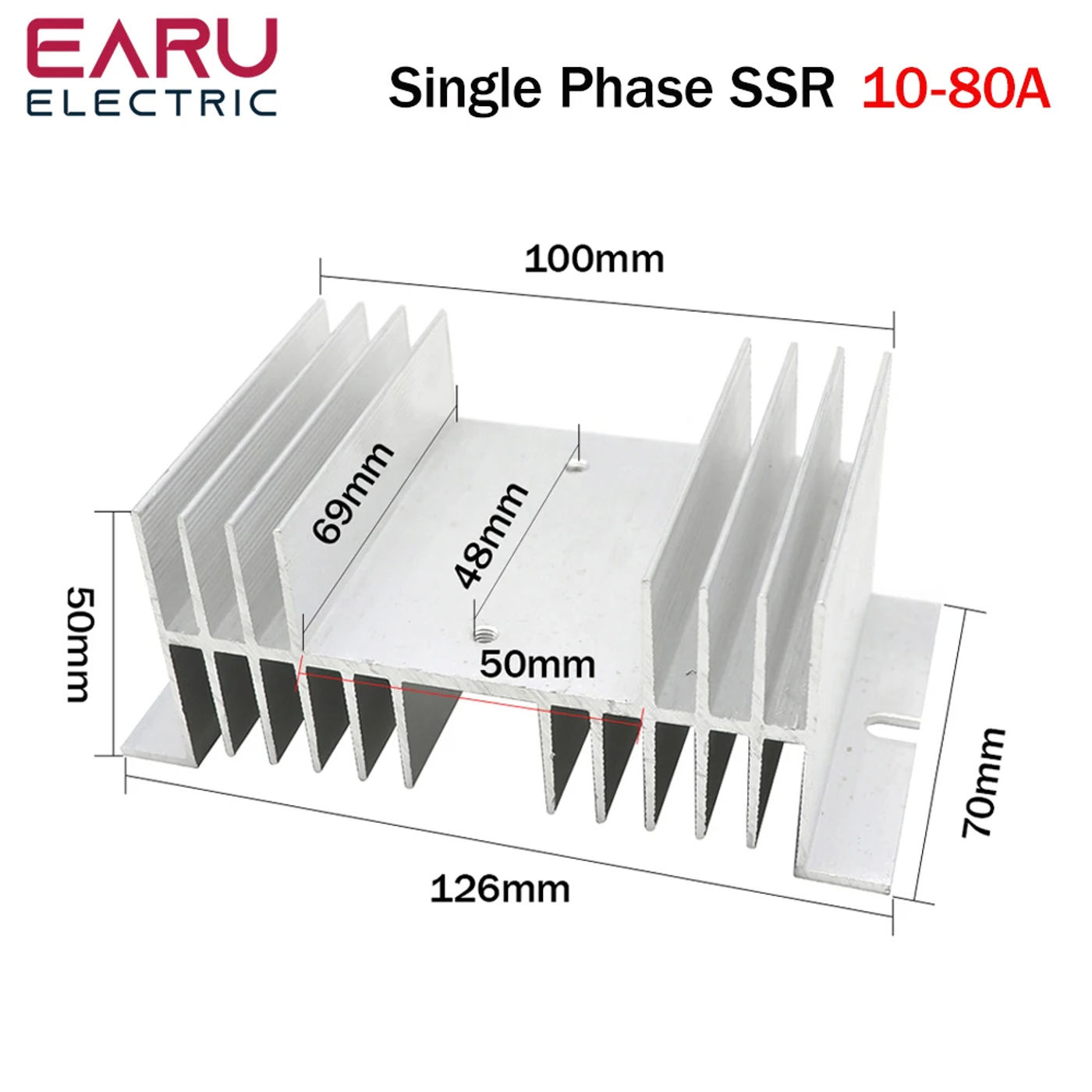 Description Picture 6 of itemSSR-10DA SSR-40DA SSR 25A 60A 80A 100A 120A Three Phase SSR Solid State Relay DC Control AC 480V 5-32V Input Aluminum Heatsink