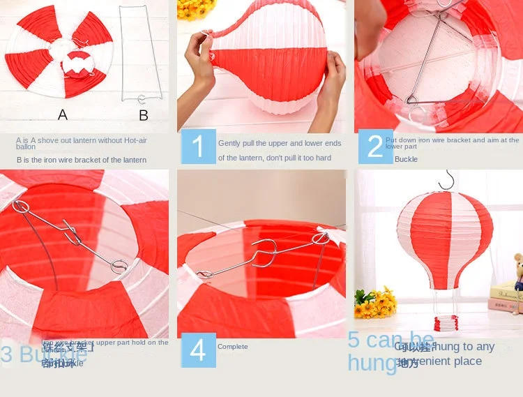 Description Picture 3 of itemChristmas Santa Claus Elk Rainbow Hot Air Balloon Paper Lanterns Bar Decoration Kids Birthday Party Wedding Decoration Supplies