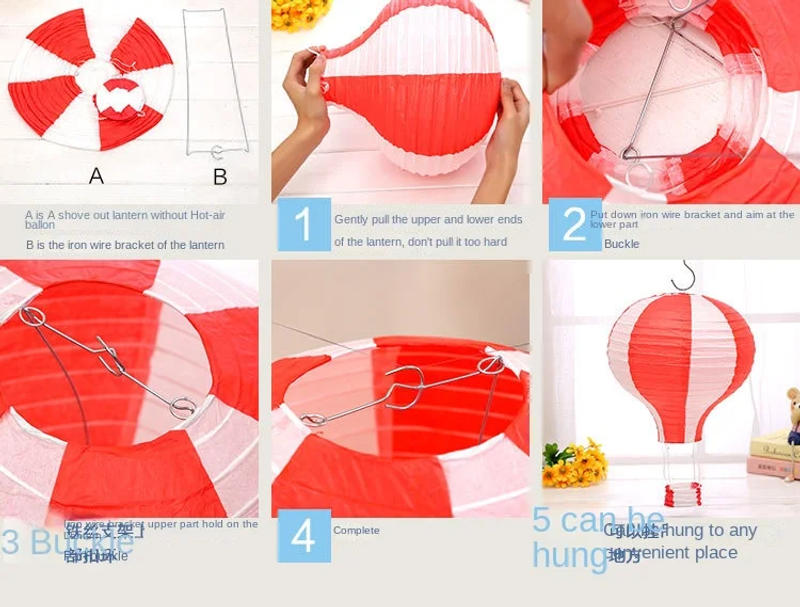 Description Picture 4 of item30cm Santa Claus Elk Snowflake Lantern Hot Air Balloon Paper Lantern Kids Hanging Birthday Party Wedding Christmas Decoration
