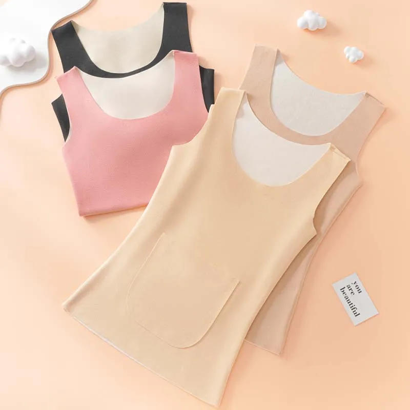 Description Picture 3 of itemAutumn Winter Thermal Vest Women's Thermal Underwear Double Pocket Thermal Tank Top Sleeveless Thermo Lingerie Warm Vest