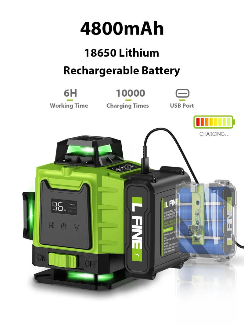 Description Picture 4 of itemLFINE 3D/4D Laser Level 12/16 Lines Horizontal And Vertical With Remote Control 8 Lines 360°Self-leveling Laser Levels